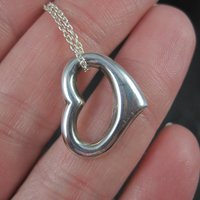 Simple Sterling Open Heart Pendant Necklace