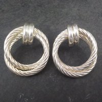 Large Vintage Sterling Circle Earrings