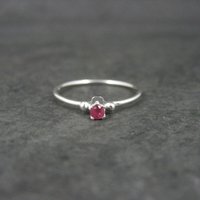 Dainty Sterling Minimalist Ruby Ring Size 7.5