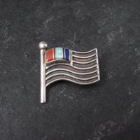 Southwestern Sterling Inlay US Flag Brooch Pin