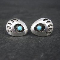 Sterling Turquoise Bear Paw Shadowbox Earrings
