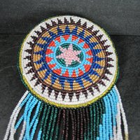 Huge Southwestern 14" Beaded Rosette Hair Clip Barrette Regalia