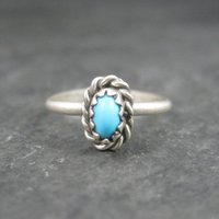 Dainty Southwestern Sterling Turquoise Ring Size 4