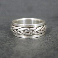 Vintage Sterling Worry Spinner Band Ring Size 8