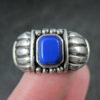 Vintage Sterling Faux Lapis Ring Size 14