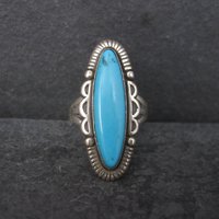 Vintage Turquoise Ring Size 6 Southwestern Sterling Silver