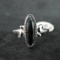 Dainty Sterling Hematite Ring Sizes 5 and 5.5