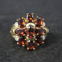 Vermeil Sterling Garnet Cluster Ring Size 8