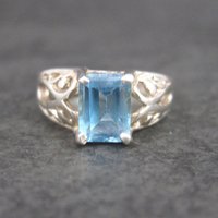Sterling Filigree Blue Topaz Ring Size 6