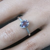 Simple Sterling Amethyst Ring Size 7