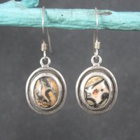 Vintage Sterling Jasper Earrings