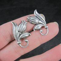 Vintage Sterling Screw Back Tulip Earrings