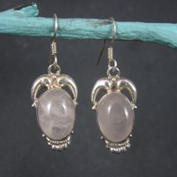 Vintage Sterling Rose Quartz Earrings