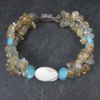 Estate Handmade Mother of Pearl Gemstone Bracelet