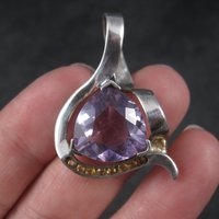 Huge Vintage Sterling Amethyst and Citrine Pendant