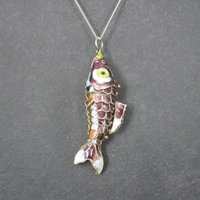 Vintage Cloisonne Enamel Fish Pendant Articulated Koi