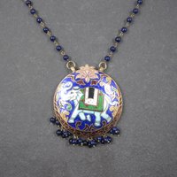 Vintage Cloisonne Enamel Elephant Necklace