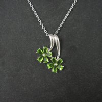 Estate Sterling Peridot Flower Pendant