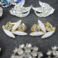 Destash Vintage Lot 6 Pairs Rhinestone Clip On Earrings