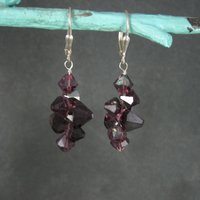 Sterling Purple Crystal Leverback Earrings