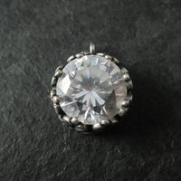 Ornate Vintage Sterling Cz Heart Charm