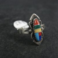 Vintage Southwestern Sterling Silver Inlay Ring New Old Stock Multiple Sizes Available