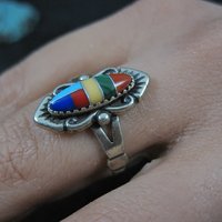 Vintage Southwestern Sterling Silver Inlay Ring New Old Stock Multiple Sizes Available