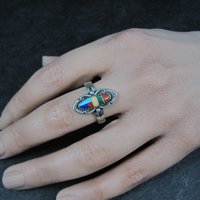 Vintage Southwestern Sterling Silver Inlay Ring New Old Stock Multiple Sizes Available