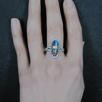 Vintage Southwestern Sterling Silver Inlay Ring New Old Stock Multiple Sizes Available