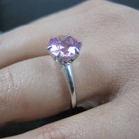 Vintage Sterling Pink Sapphire Solitaire Ring Old New Stock Multiple Sizes Uncas