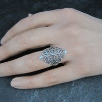 Vintage Italian Sterling Silver Filigree Flower Ring Size 5