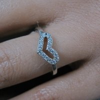 Dainty Italian Sterling Cz Heart Ring Size 7