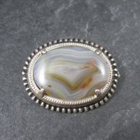 Vintage Sterling Agate Brooch LS Perterson Co