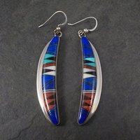 Vintage Southwestern Sterling Inlay Earrings