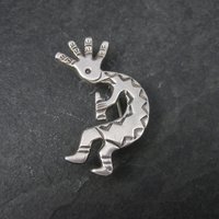 Signed Vintage Southwestern Sterling Kokopelli Brooch Pendant