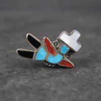 Vintage Southwestern Sterling Inlay Yei Tie Tack