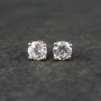 Vintage 14K Cz 4mm Stud Earrings