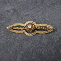 Antique 10K Diamond Brooch Pin