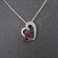 10K Pink Sapphire Diamond Heart Pendant