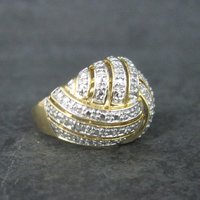 Vintage Vermeil Sterling Diamond Illusion Dome Ring Size 7