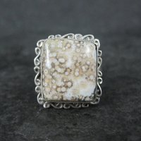 Vintage Sterling Jasper Ring Size 8