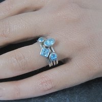 Set of 4 Vintage Sterling Blue Topaz Stacking Rings Size 6