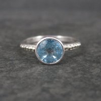 Simple Sterling Topaz Solitaire Ring Size 9 Clyde Duneier