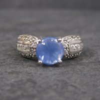 Sapphire Ring and White Zircon Ring Sterling Sz 8