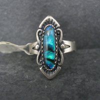 Southwestern Sterling Paua Shell Ring Size 6