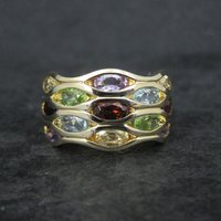 Vintage Vermeil Sterling Gemstone Ring Size 8