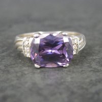 Vintage Sterling Amethyst Ring Size 7.25