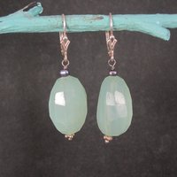 Vintage Sterling Leverback Chalcedony Pearl Earrings