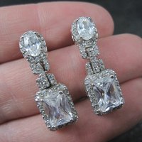 Estate Sterling Cubic Zirconia Earrings