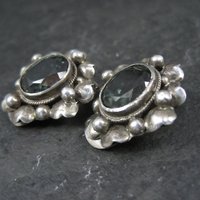 Estate Sterling Green Spinel Clip On Earrings